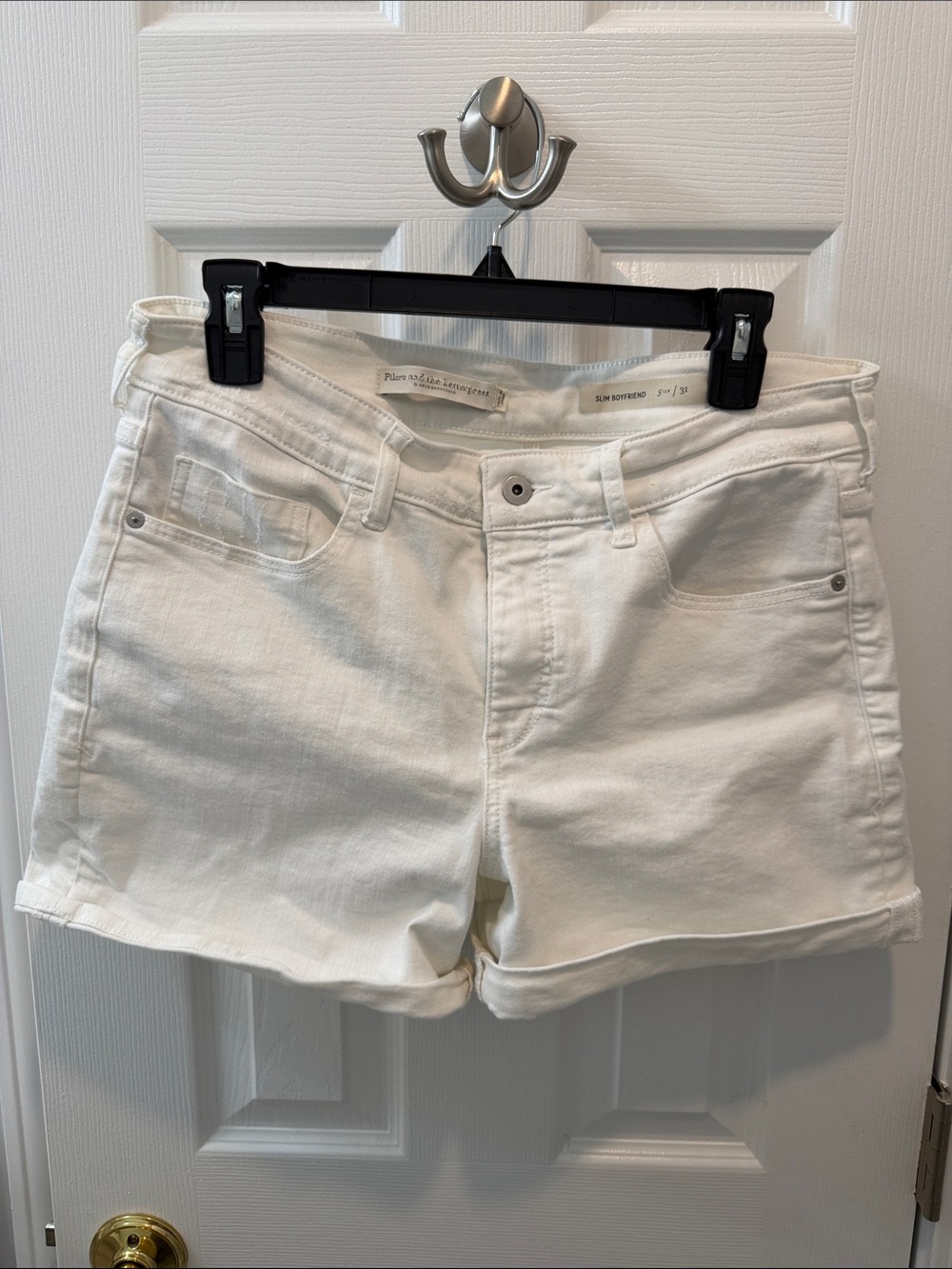 Anthropologie Pilcro White Denim Shorts - High-Rise Rolled Hem